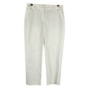 LOFT Women Curvy 4 White Straight Leg Pants Work Career Stretch Mid Rise Classic